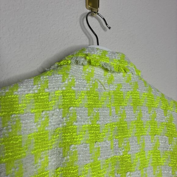 Steve Madden Harlow Fresh Lime Green Houndstooth Tweed Blazer L NWT - Picture 11 of 14